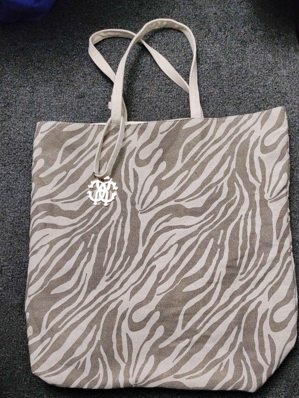 Roberto Cavalli Beige & Cream Zebra-Print Canvas Tote